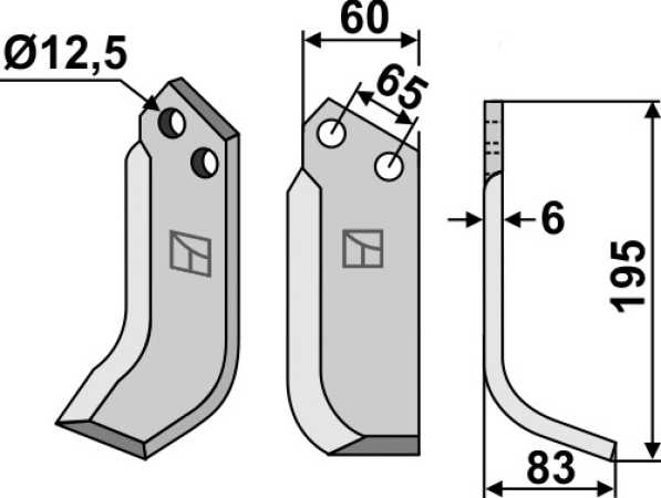 Fräsmesser 195x60mm, rechts